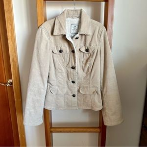Cream Corduroy Fuzzy Lined Jacket